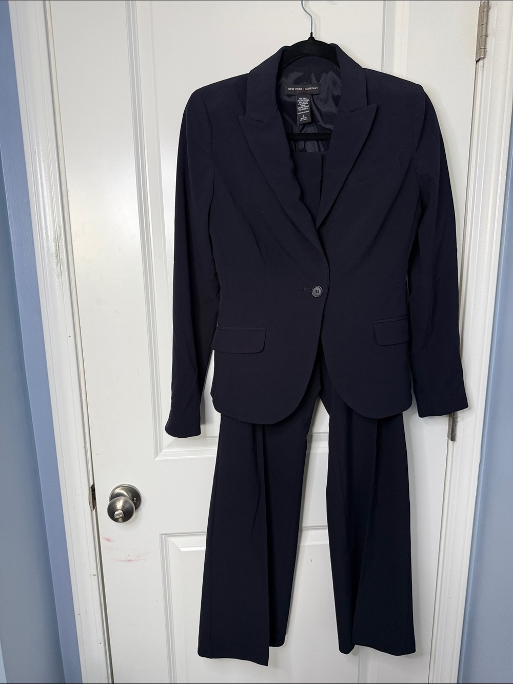 New York & Company Navy Single-Button Pantsuit - Tailored Blazer & Trousers